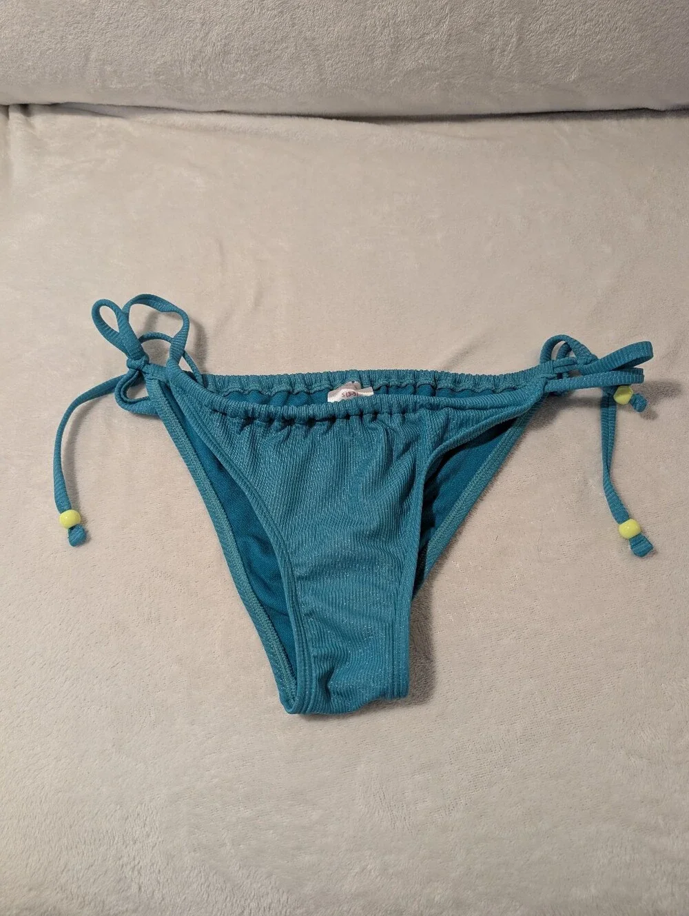 No Boundaries Teal Ribbed Tie Bikini Set S/L